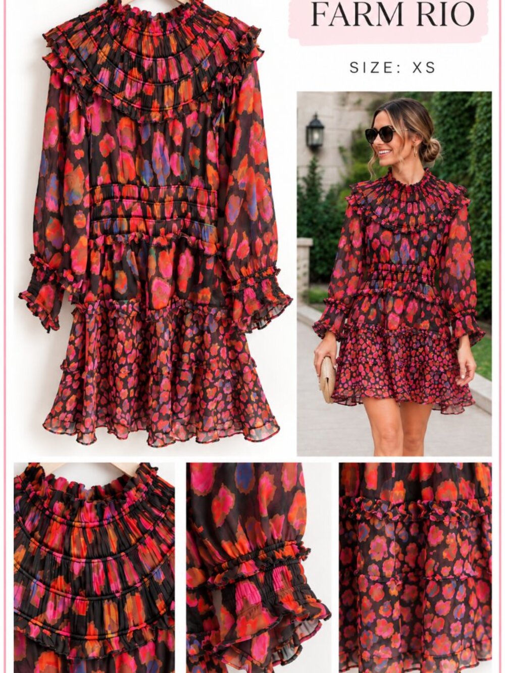 Farm Rio Floral and Ruffle dress, XS - Picture 1 of 1